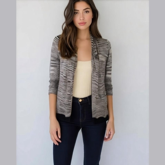 Belldini Sweaters - Belldini black and white open front cardigan, size L